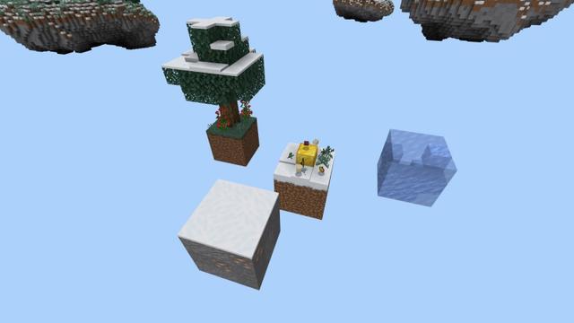 Screenshot of the Minecraft Bedrock Marketplace product Winter One Block created by Fall Studios.
