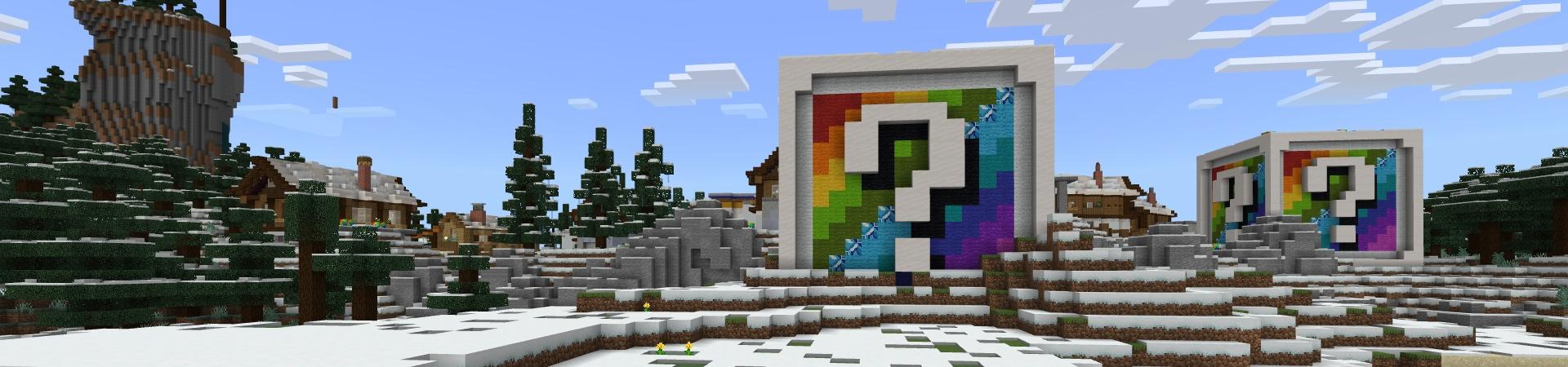 Panorama of the Minecraft Bedrock Marketplace product Winter Rainbow Blocks created by Fall Studios.