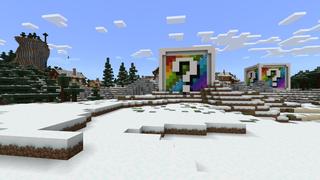 Screenshot of the Minecraft Bedrock Marketplace product Winter Rainbow Blocks created by Fall Studios.