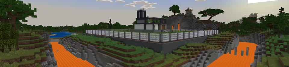 Panorama of the Minecraft Bedrock Marketplace product World's Safest Mansion created by Fall Studios.