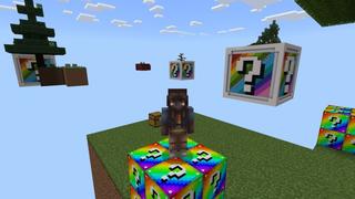 Screenshot of the Minecraft Bedrock Marketplace product XL Rainbow Block Skyblock created by Fall Studios.