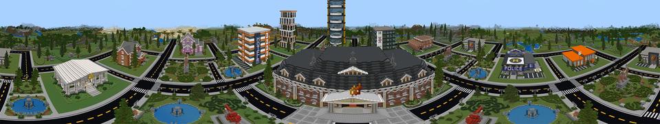 Panorama of the Minecraft Bedrock Marketplace product PrestonPlayz Craftable City created by FireGames.