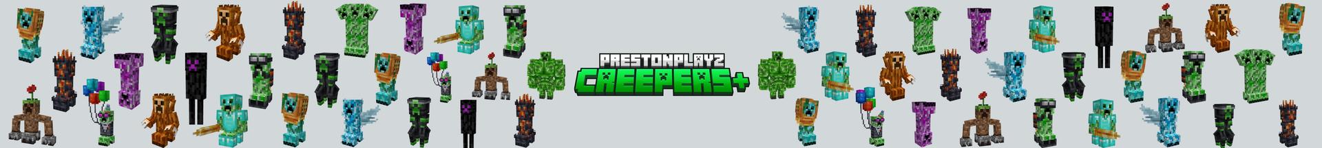 Panorama of the Minecraft Bedrock Marketplace product PrestonPlayz Creepers+ created by FireGames.