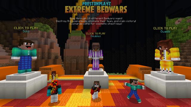 Screenshot of the Minecraft Bedrock Marketplace product PrestonPlayz Extreme Bed Wars created by FireGames.