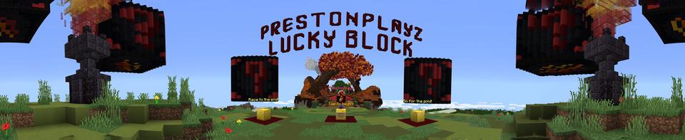 Panorama of the Minecraft Bedrock Marketplace product PrestonPlayz Lucky Block Run created by FireGames.