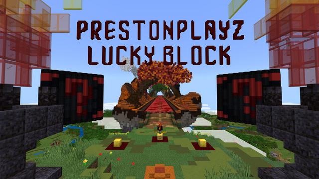 Screenshot of the Minecraft Bedrock Marketplace product PrestonPlayz Lucky Block Run created by FireGames.