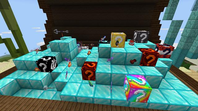 Screenshot of the Minecraft Bedrock Marketplace product PrestonPlayz Lucky Block Run created by FireGames.