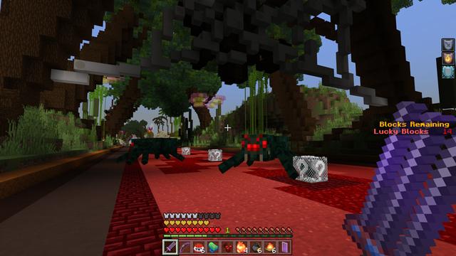 Screenshot of the Minecraft Bedrock Marketplace product PrestonPlayz Lucky Block Run created by FireGames.
