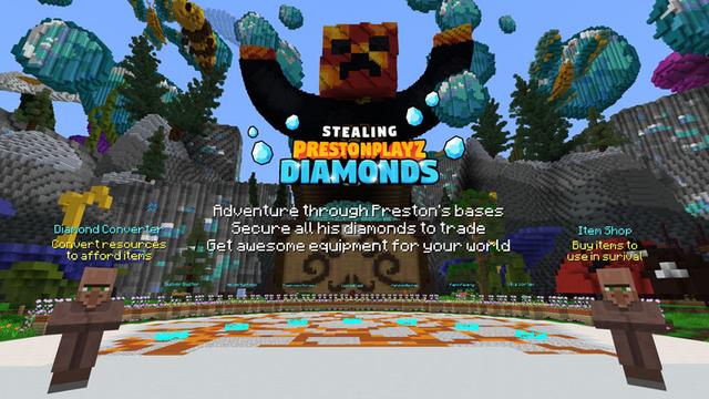 Screenshot of the Minecraft Bedrock Marketplace product Stealing PrestonPlayz Diamonds created by FireGames.