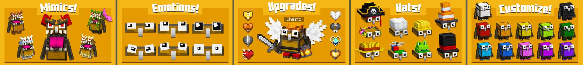 Panorama of the Minecraft Bedrock Marketplace product Chest Pets Add-On created by Float Studios.