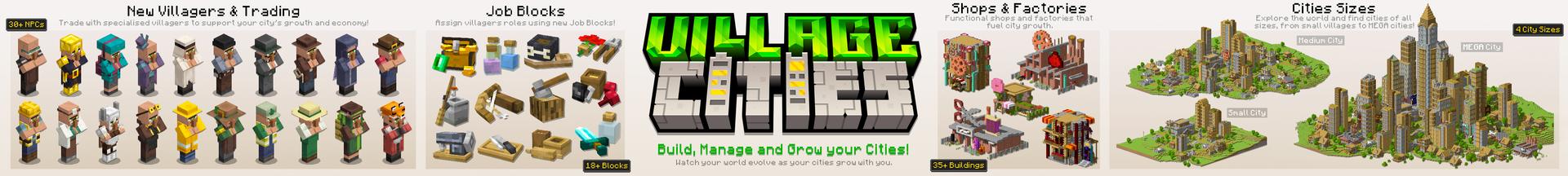 Panorama of the Minecraft Bedrock Marketplace product Village Cities Add-On created by Float Studios.
