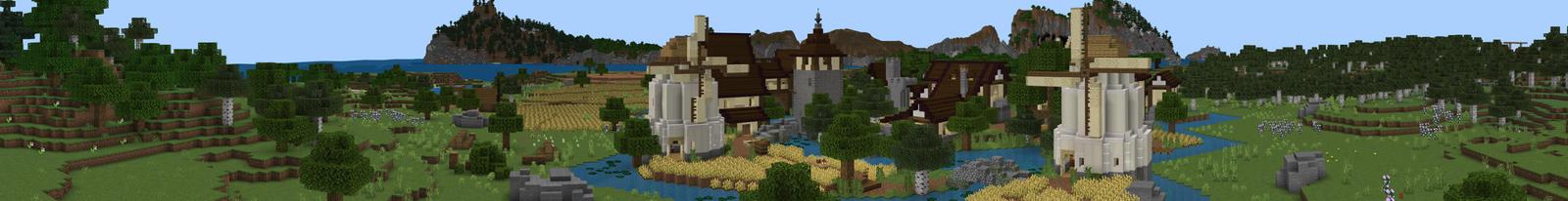 Panorama of the Minecraft Bedrock Marketplace product Annecy Village created by Floruit.