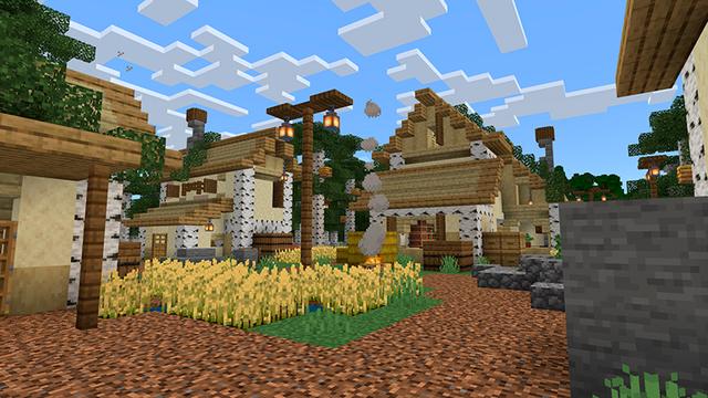 Screenshot of the Minecraft Bedrock Marketplace product Birch Village created by Floruit.