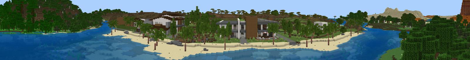 Panorama of the Minecraft Bedrock Marketplace product Fancy Houses: Noob x Pro x God created by Floruit.
