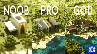 Thumbnail of the Minecraft Bedrock Marketplace product Fancy Houses: Noob x Pro x God created by Floruit.