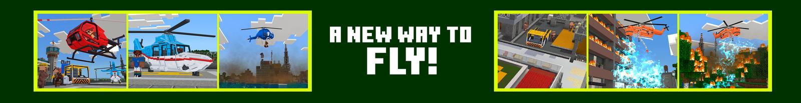 Panorama of the Minecraft Bedrock Marketplace product Helicopters created by Floruit.
