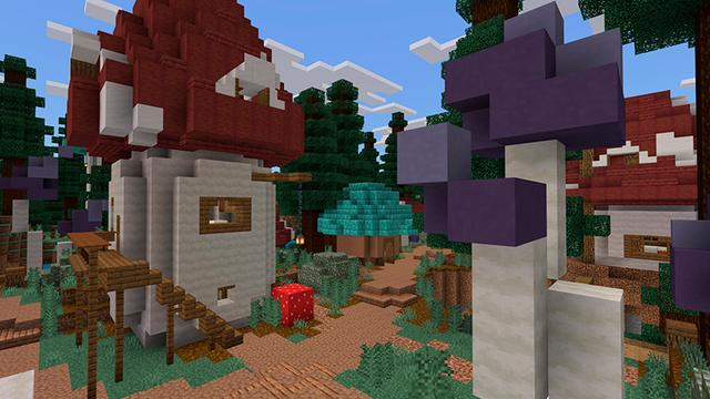 Screenshot of the Minecraft Bedrock Marketplace product Mushroom Houses created by Floruit.