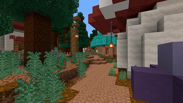 Screenshot of the Minecraft Bedrock Marketplace product Mushroom Houses created by Floruit.