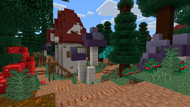 Screenshot of the Minecraft Bedrock Marketplace product Mushroom Houses created by Floruit.