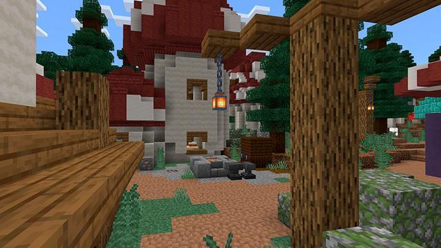 Screenshot of the Minecraft Bedrock Marketplace product Mushroom Houses created by Floruit.