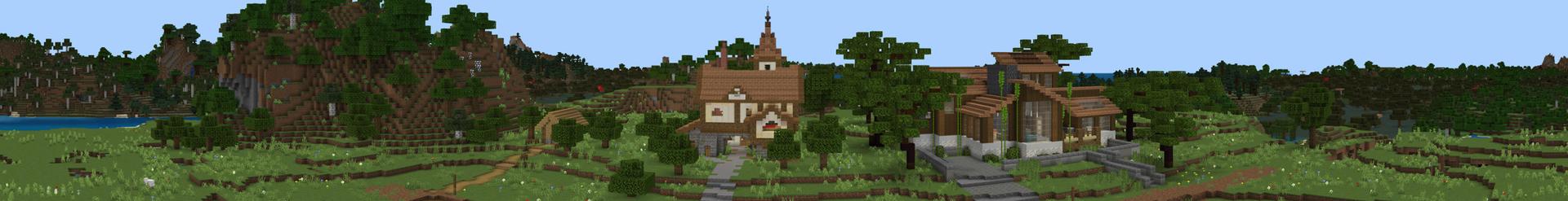 Panorama of the Minecraft Bedrock Marketplace product Plain Houses: Noob x Pro x God created by Floruit.