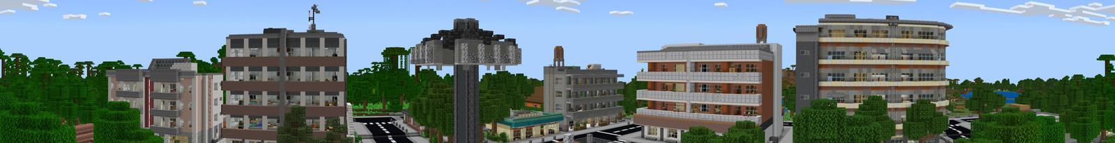 Panorama of the Minecraft Bedrock Marketplace product Small City created by Floruit.