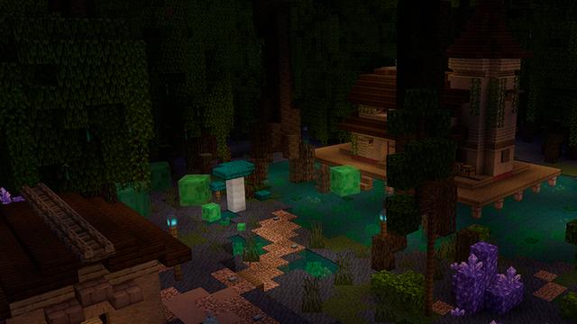 Screenshot of the Minecraft Bedrock Marketplace product Witch Houses created by Floruit.