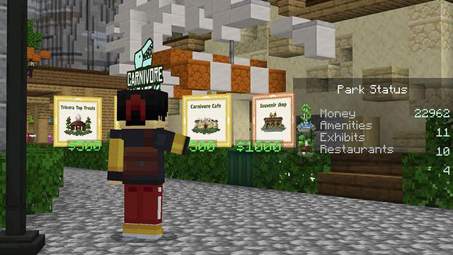 Screenshot of the Minecraft Bedrock Marketplace product Dinosaur Tycoon created by Foxel Games.