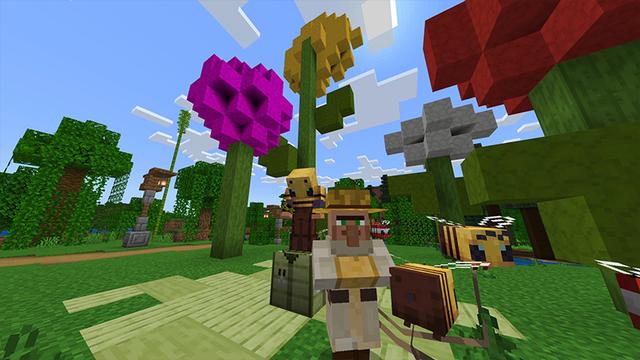 Screenshot of the Minecraft Bedrock Marketplace product Feed the Bees created by FTB.