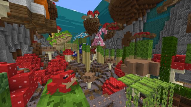 Screenshot of the Minecraft Bedrock Marketplace product Frog Block Parkour created by FTB.