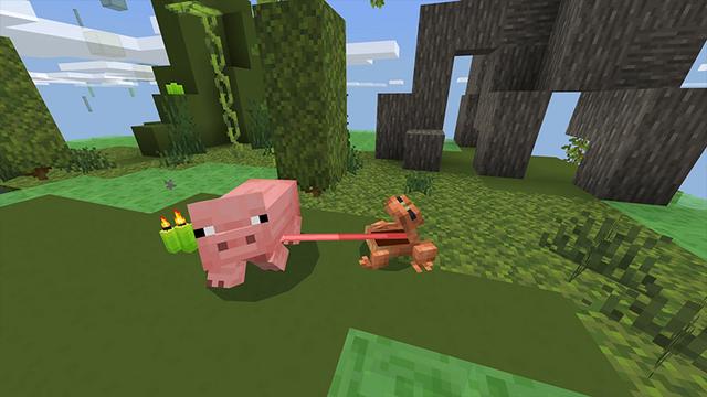 Screenshot of the Minecraft Bedrock Marketplace product Frog Block created by FTB.