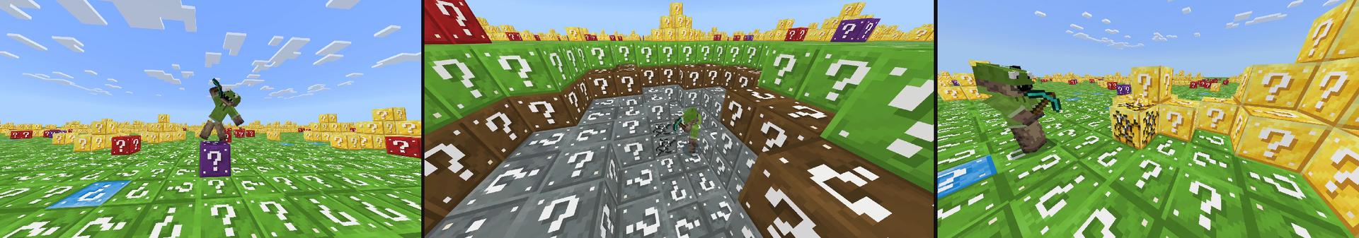 Panorama of the Minecraft Bedrock Marketplace product Lucky Block Flat World created by FTB.