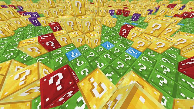 Screenshot of the Minecraft Bedrock Marketplace product Lucky Block Flat World created by FTB.