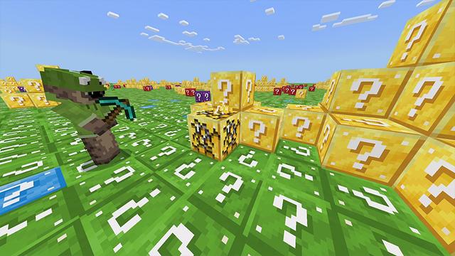 Screenshot of the Minecraft Bedrock Marketplace product Lucky Block Flat World created by FTB.