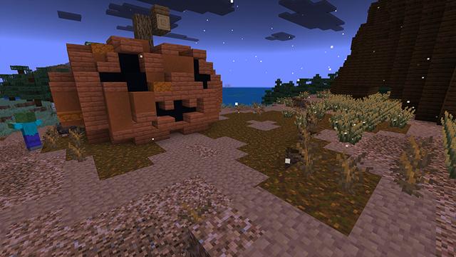 Screenshot of the Minecraft Bedrock Marketplace product Pumkin Patch Survival Spawn created by FTB.