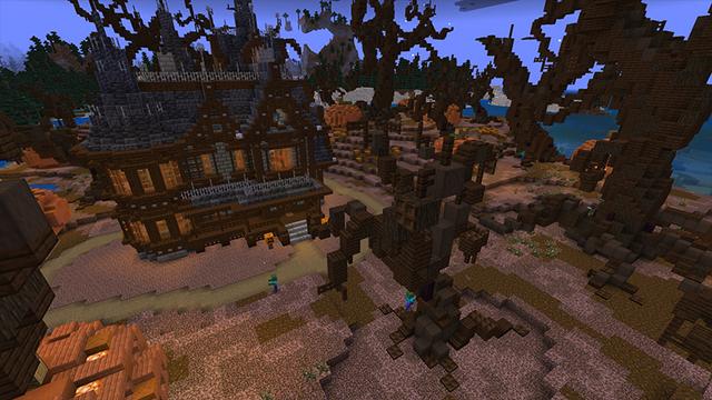 Screenshot of the Minecraft Bedrock Marketplace product Spooky Manor Survival Spawn created by FTB.