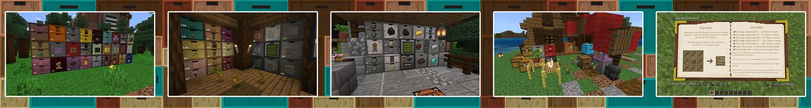 Panorama of the Minecraft Bedrock Marketplace product Storage Drawers created by FTB.