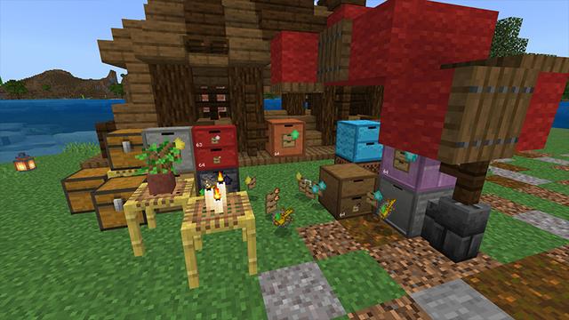 Screenshot of the Minecraft Bedrock Marketplace product Storage Drawers created by FTB.