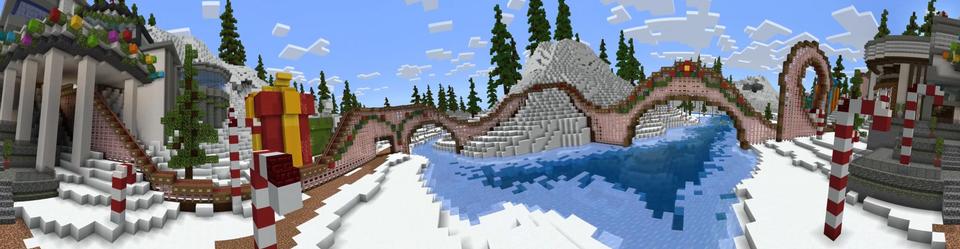Panorama of the Minecraft Bedrock Marketplace product Christmas Winter Mansion created by Fun Creators.