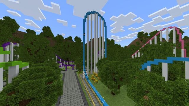 Screenshot of the Minecraft Bedrock Marketplace product Roller Coaster Park created by Fun Creators.