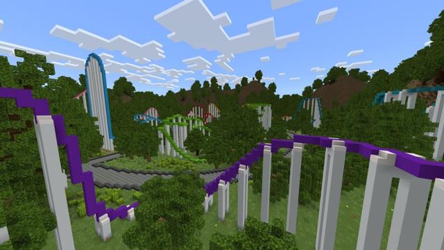 Screenshot of the Minecraft Bedrock Marketplace product Roller Coaster Park created by Fun Creators.