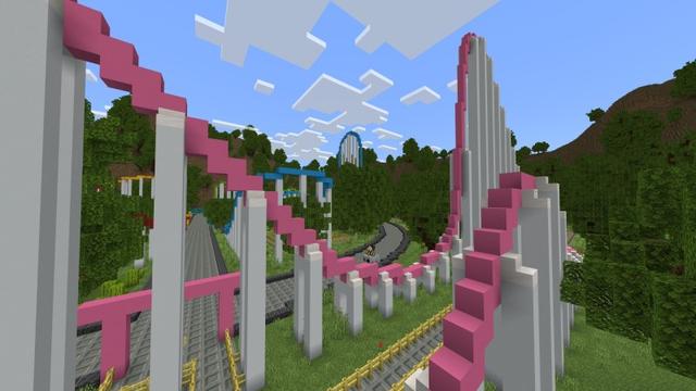Screenshot of the Minecraft Bedrock Marketplace product Roller Coaster Park created by Fun Creators.