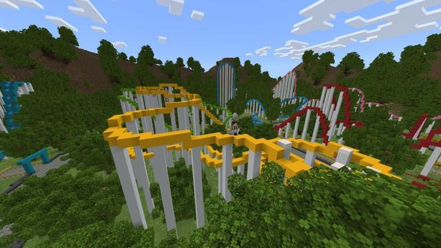 Screenshot of the Minecraft Bedrock Marketplace product Roller Coaster Park created by Fun Creators.