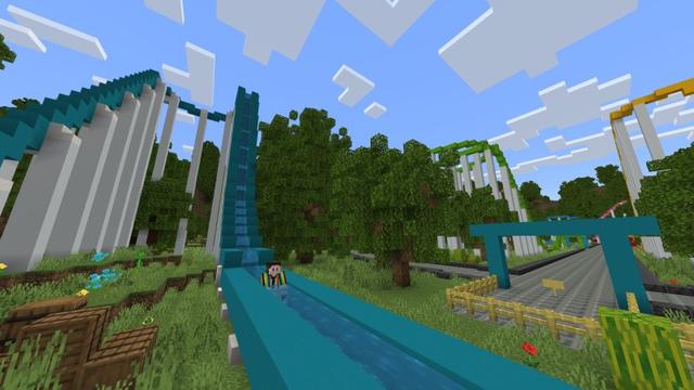 Screenshot of the Minecraft Bedrock Marketplace product Roller Coaster Park created by Fun Creators.