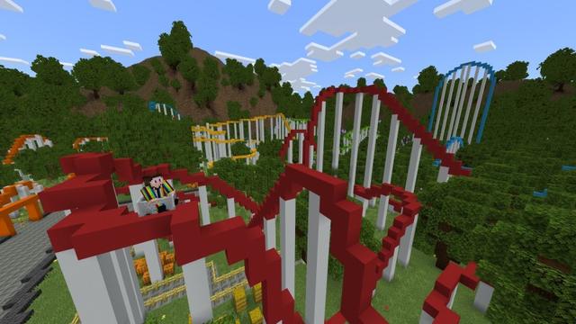 Screenshot of the Minecraft Bedrock Marketplace product Roller Coaster Park created by Fun Creators.