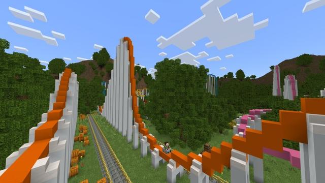 Screenshot of the Minecraft Bedrock Marketplace product Roller Coaster Park created by Fun Creators.