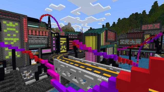 Screenshot of the Minecraft Bedrock Marketplace product Utopia Park Theme Park created by Fun Creators.