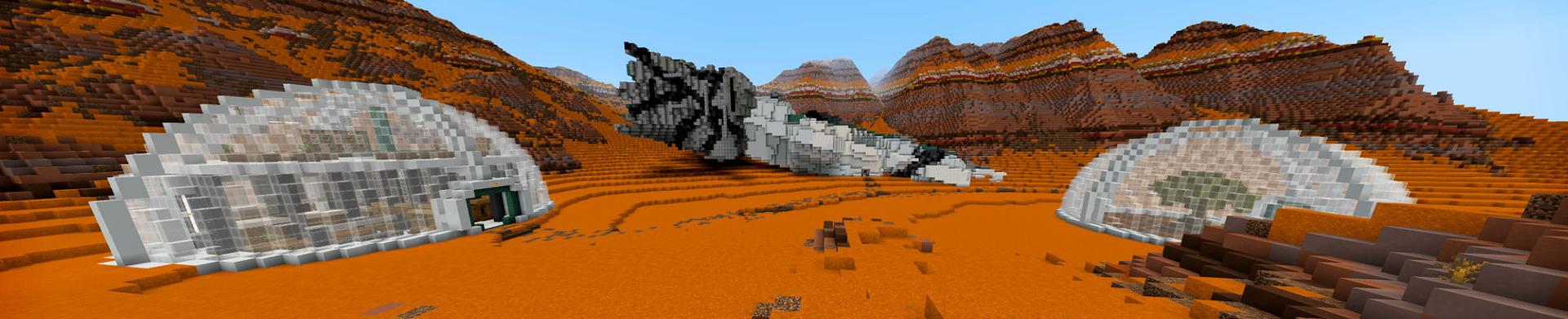 Panorama of the Minecraft Bedrock Marketplace product Crash Landing on Nibiru created by G2Crafted.