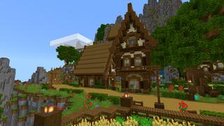 Screenshot of the Minecraft Bedrock Marketplace product Mountain Goat Village created by G2Crafted.