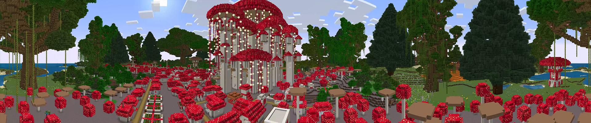 Panorama of the Minecraft Bedrock Marketplace product Mushroom Kingdom created by G2Crafted.